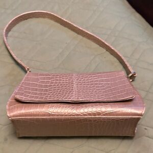 Liz Claiborne Pink Croc-Embossed Shoulder Bag
